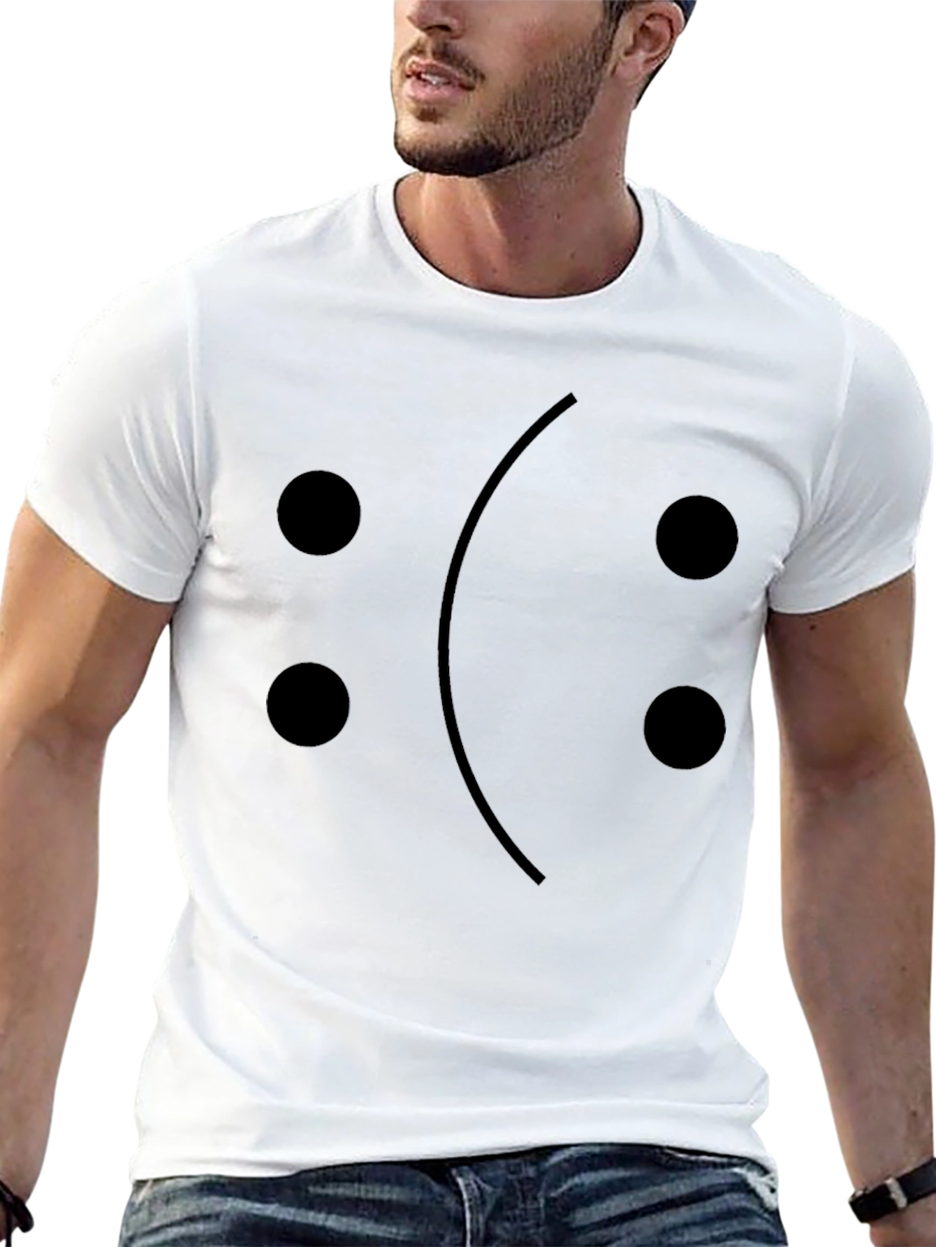 Sad Emoji Face T-Shirt - Black Cotton Graphic Tee