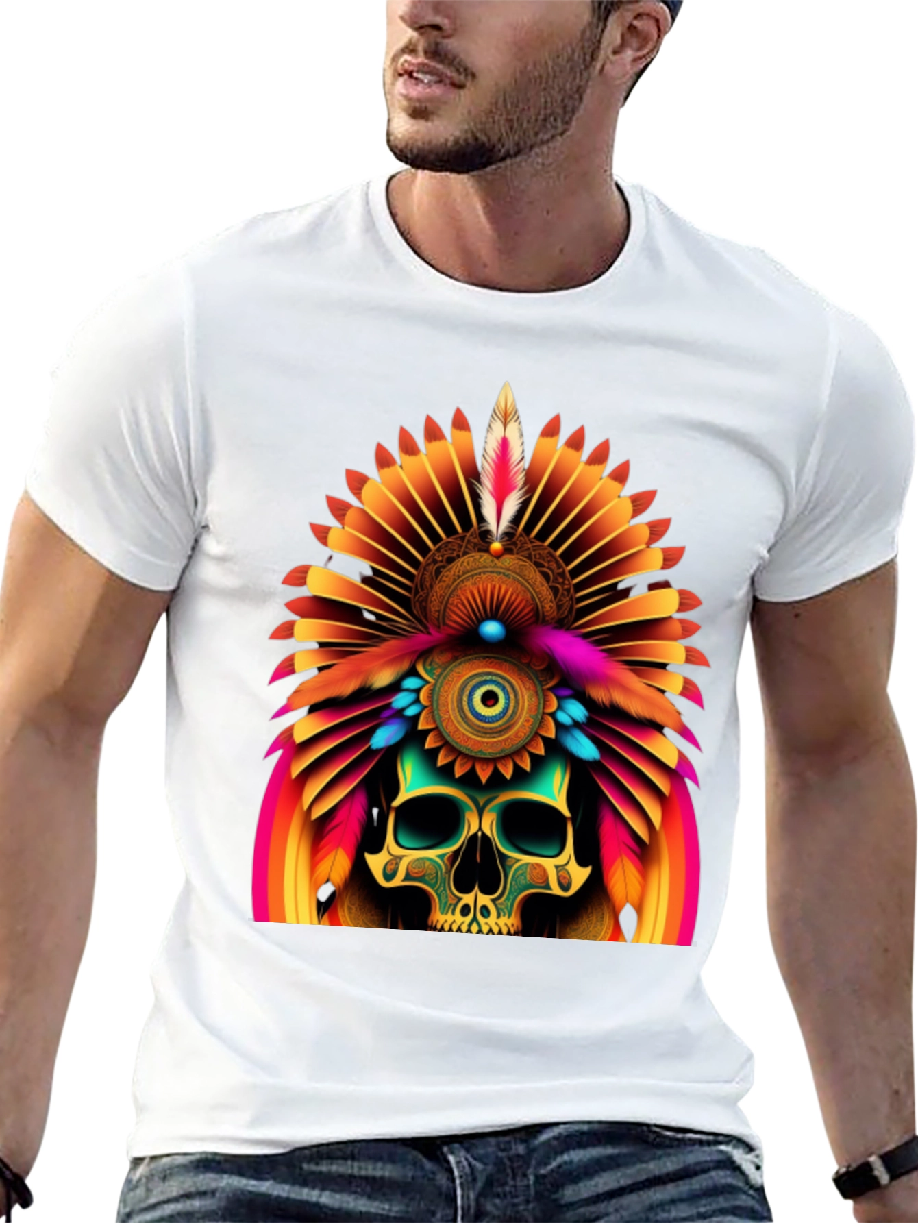 Skull Chief Headdress Graphic Tee