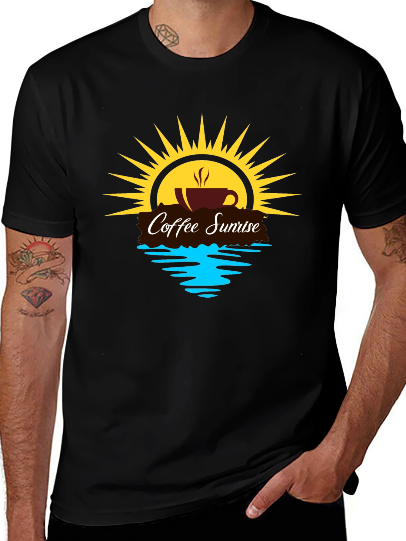 Coffee Sunrise Graphic Tee - Black Casual Shirt
