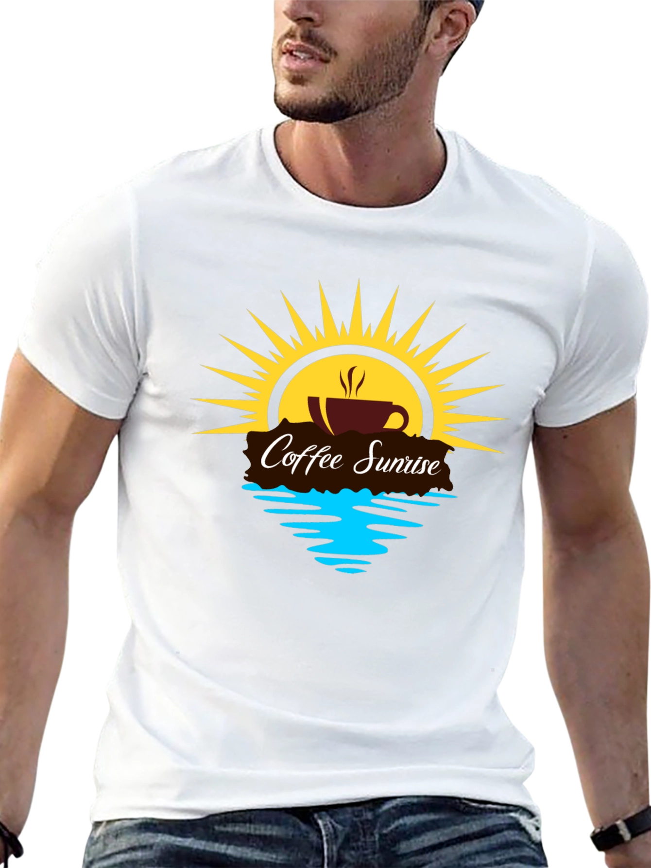 Coffee Sunrise Graphic Tee - Black Casual Shirt