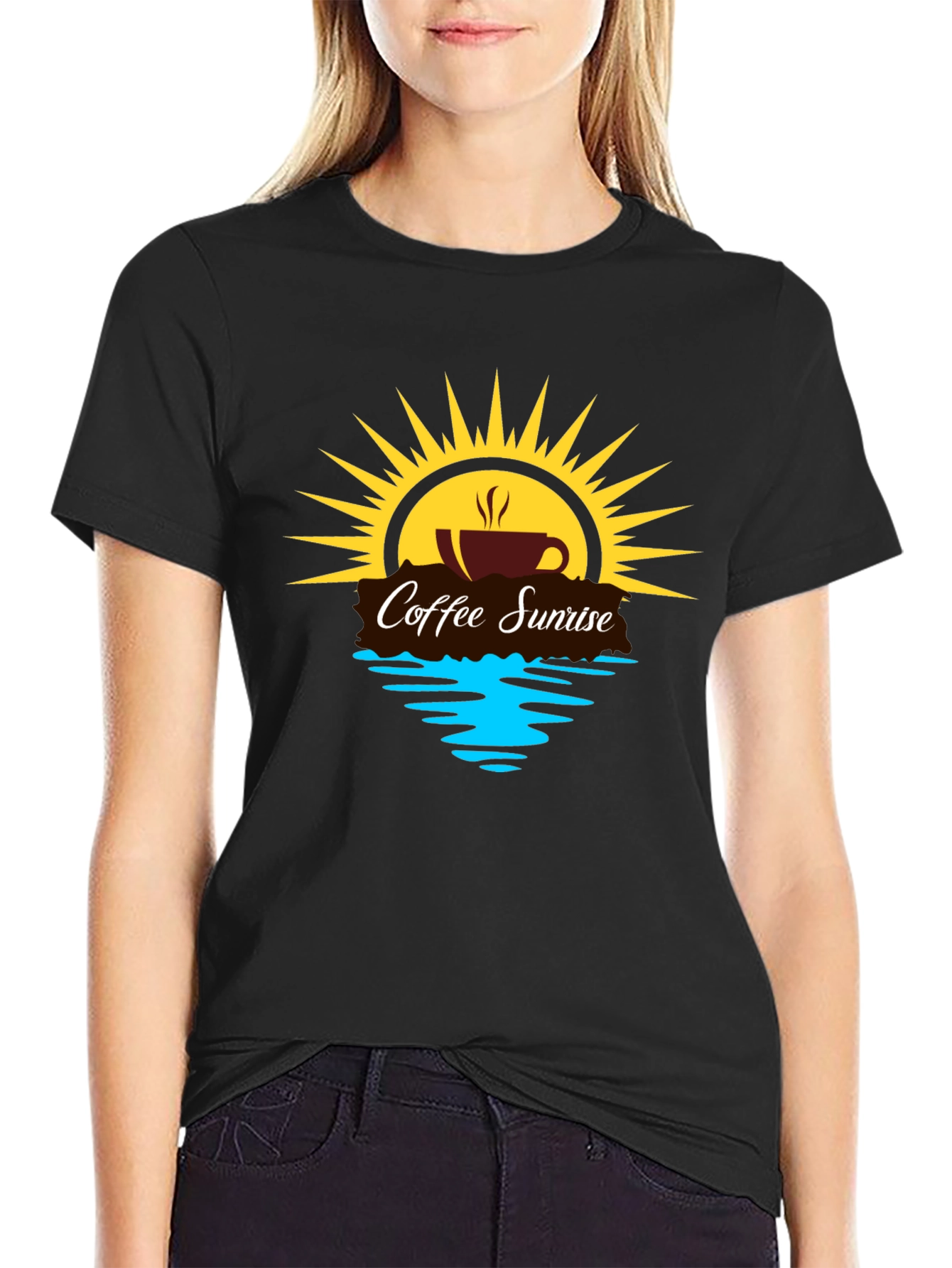 Coffee Sunrise Graphic Tee - Black Casual Shirt