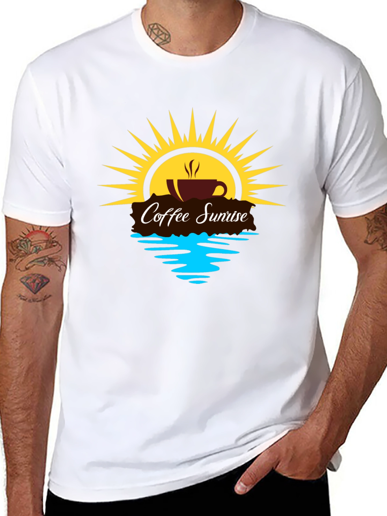 Coffee Sunrise Graphic Tee - Black Casual Shirt