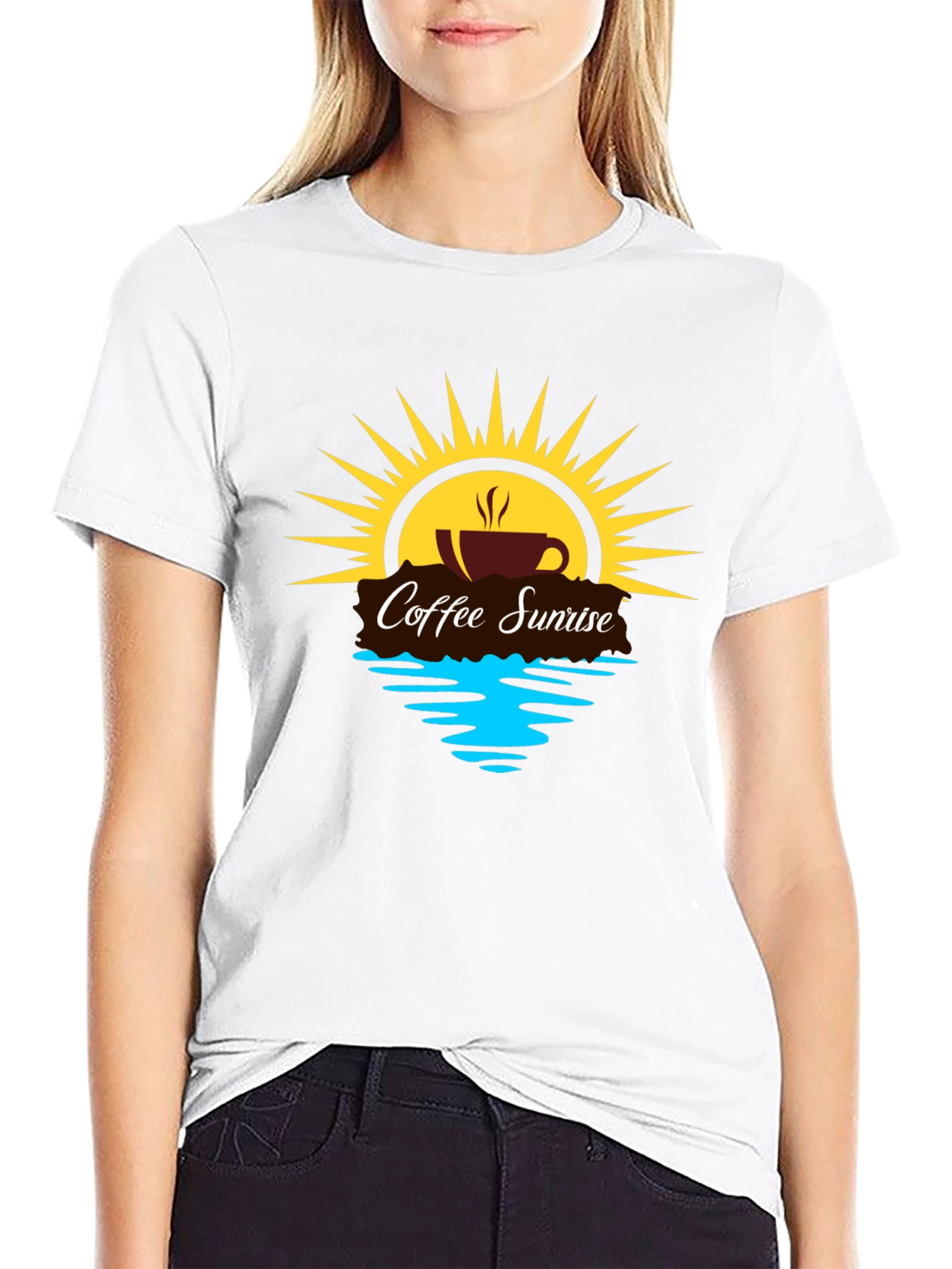 Coffee Sunrise Graphic Tee - Black Casual Shirt