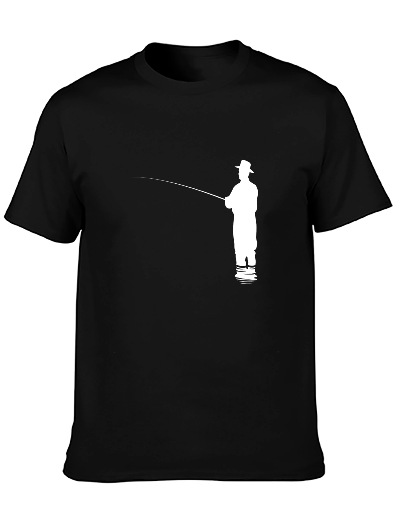 Fishing Silhouette Graphic Tee - Black