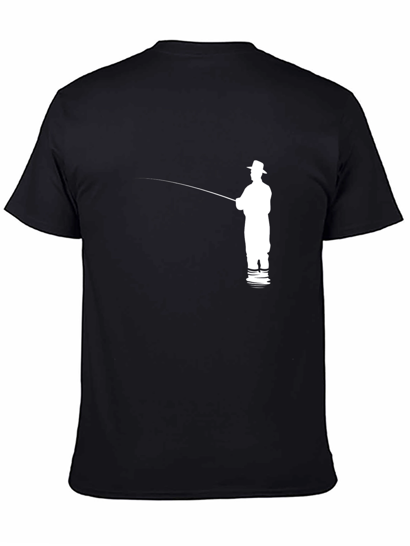 Fishing Silhouette Graphic Tee - Black