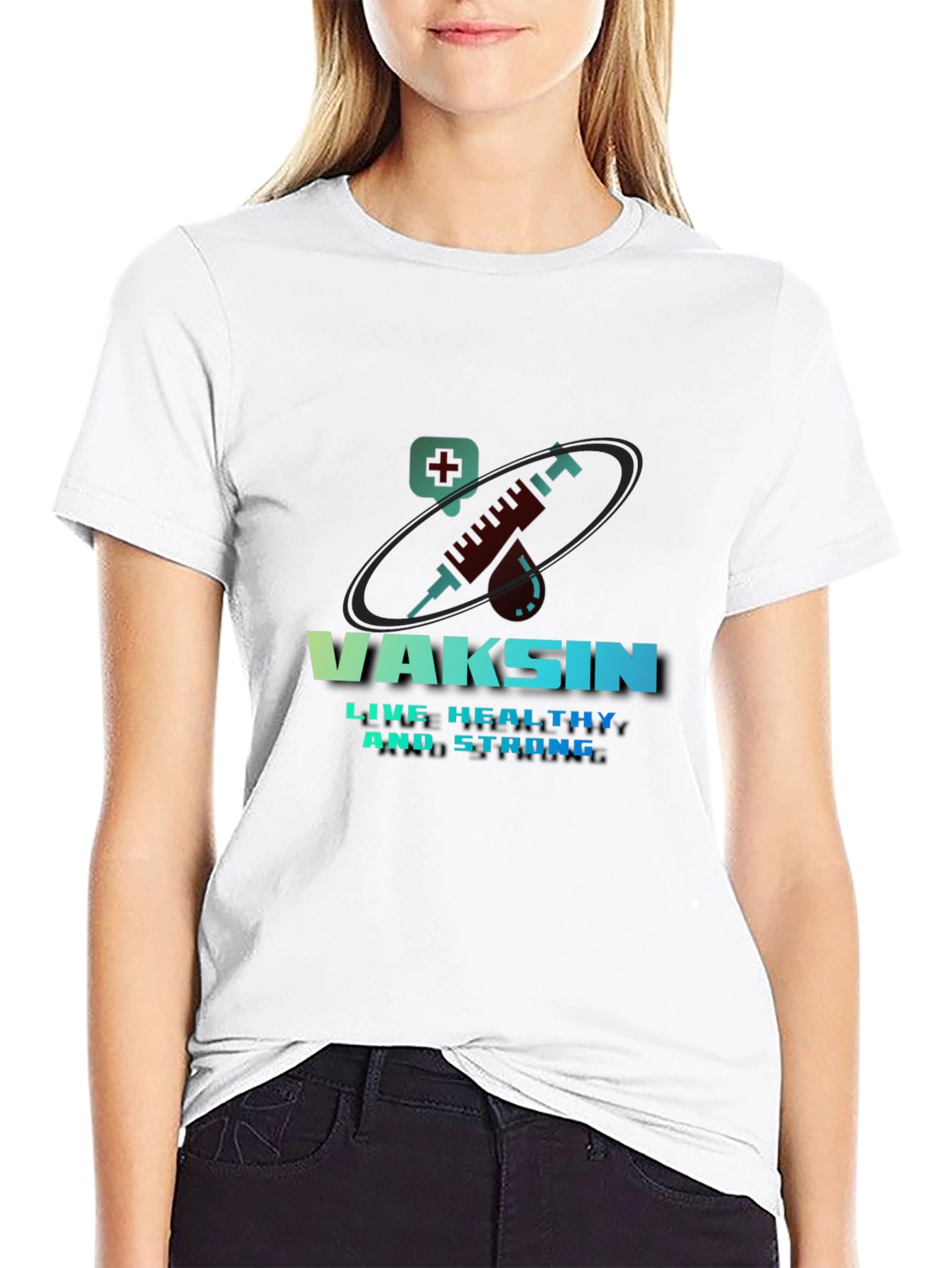 Vaccine T-Shirt - Live Healthy & Strong Design