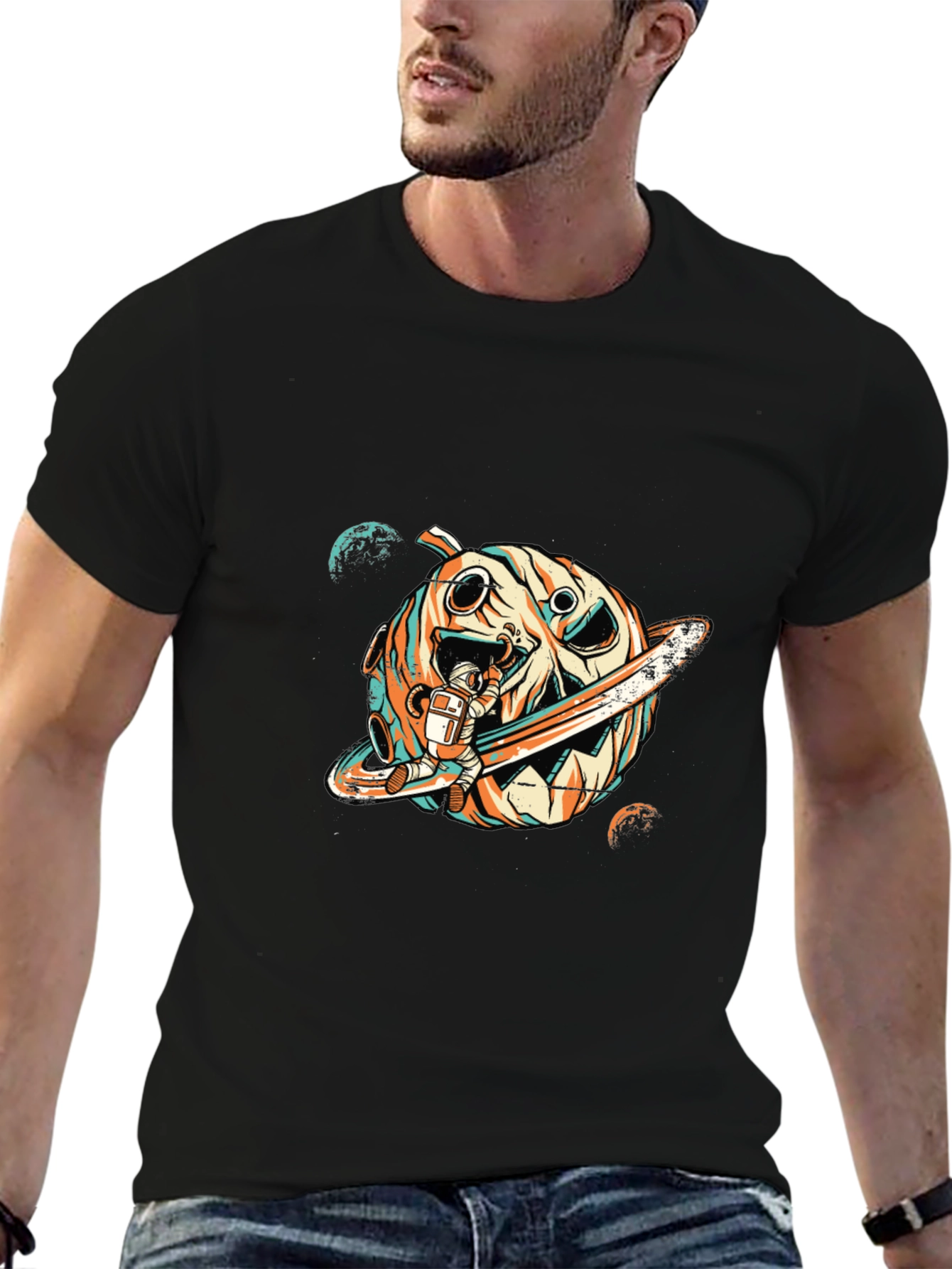 Astronaut Pumpkin Planet T-Shirt