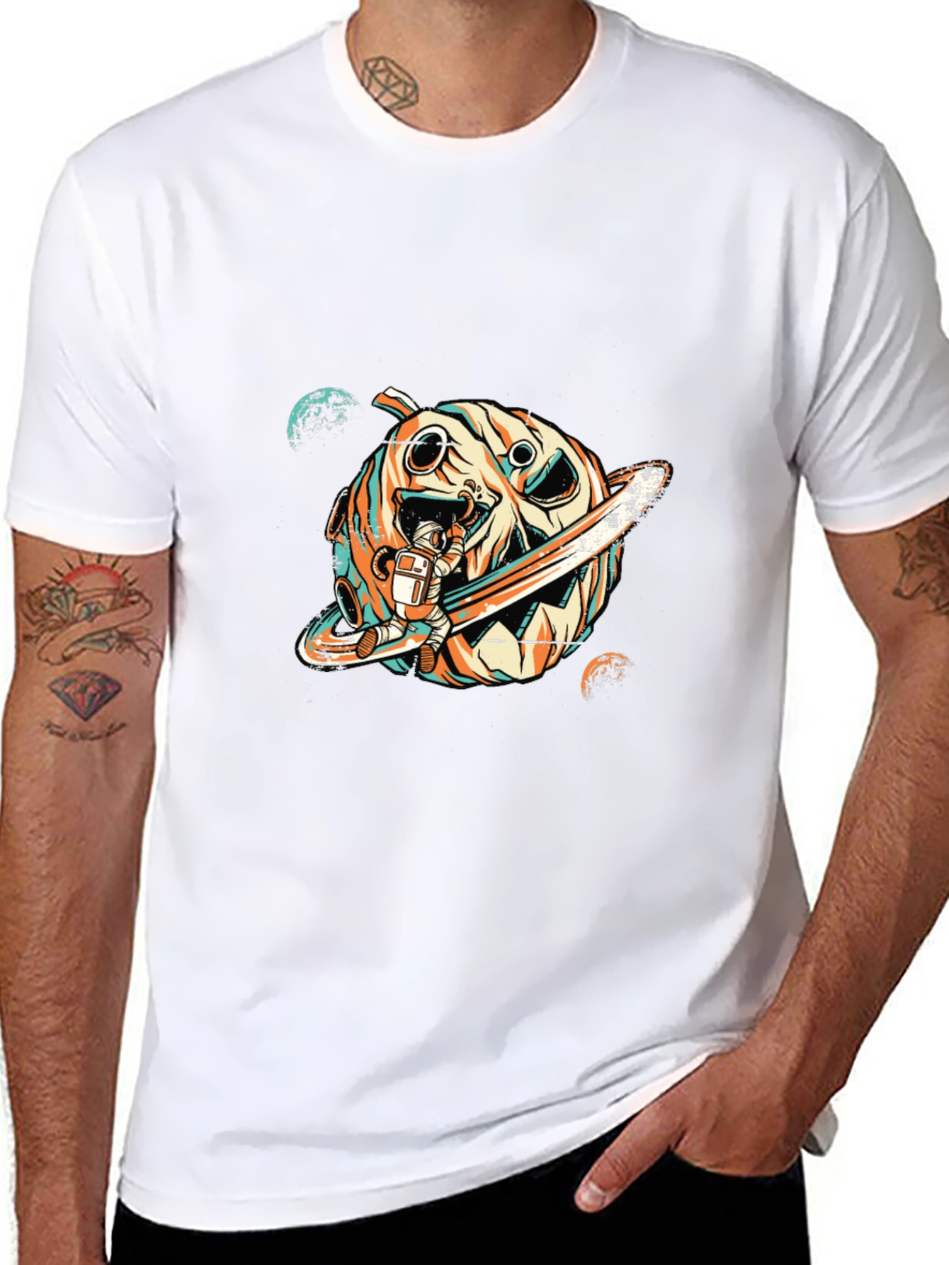 Astronaut Pumpkin Planet T-Shirt