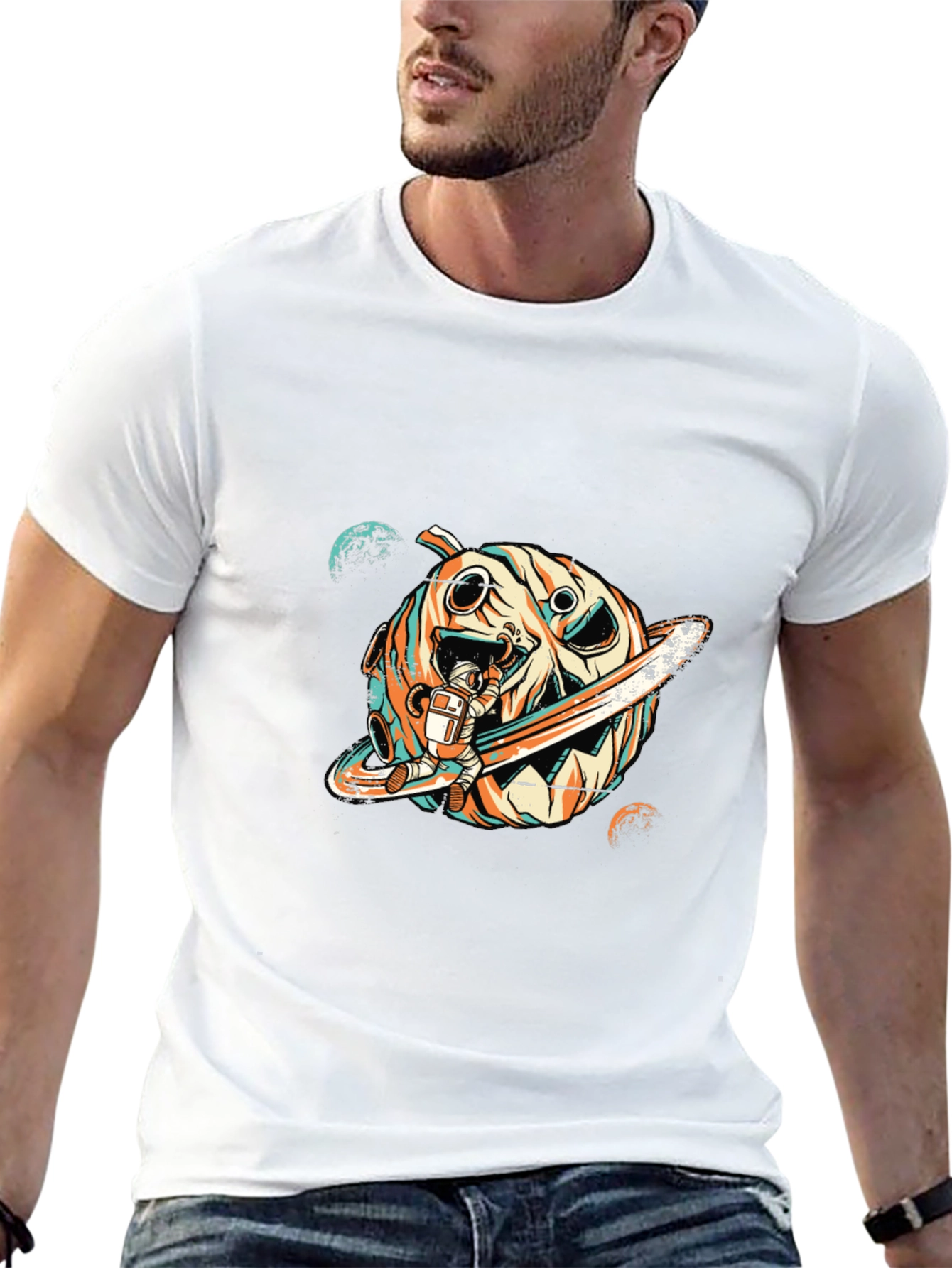 Astronaut Pumpkin Planet T-Shirt
