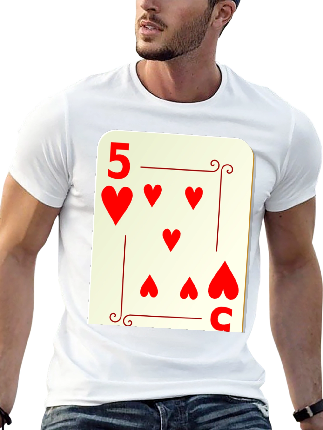 5 of Hearts Graphic Tee - Lucky Card Shirt