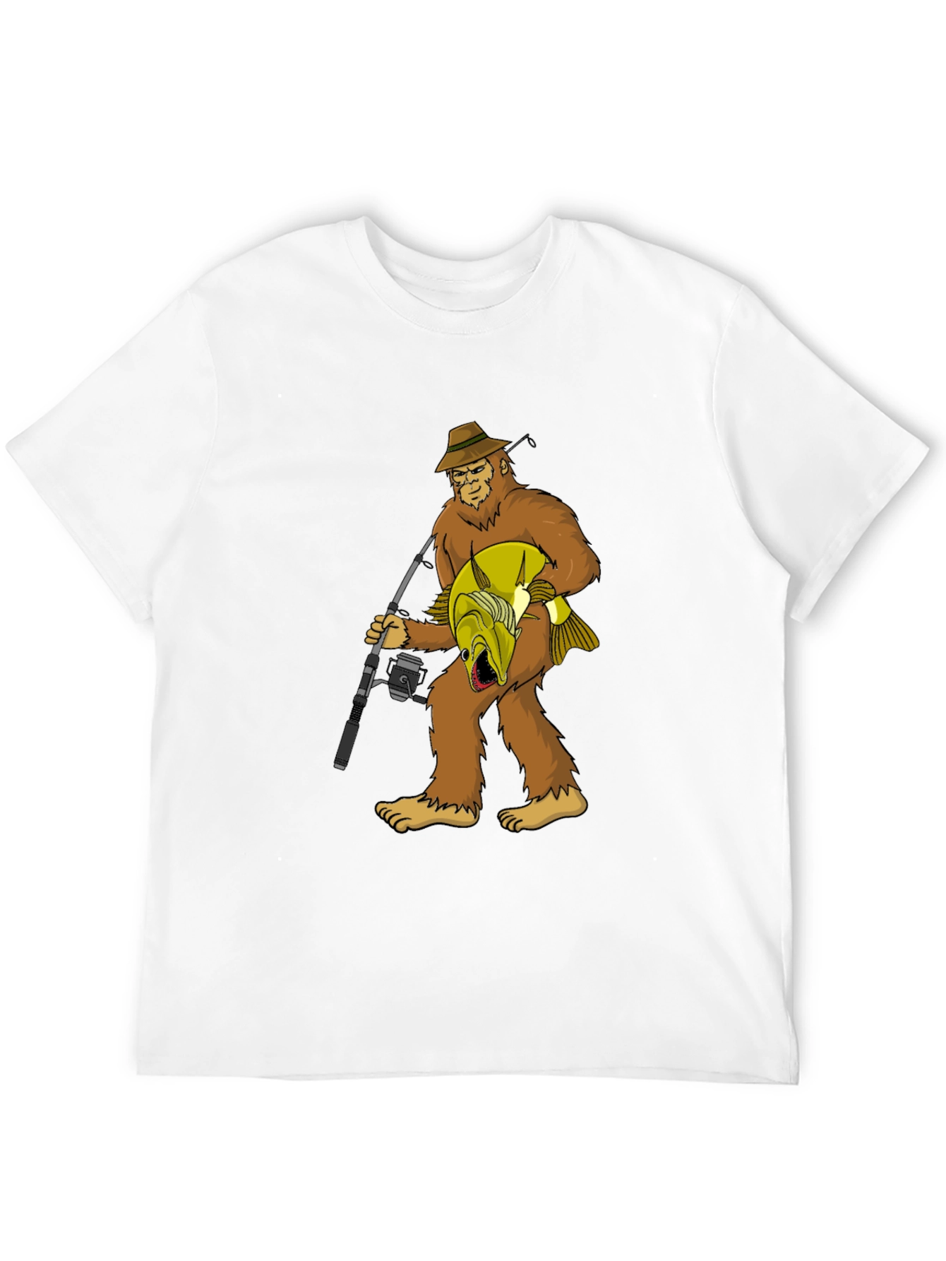 Bigfoot Fishing T-Shirt - Funny Sasquatch Tee