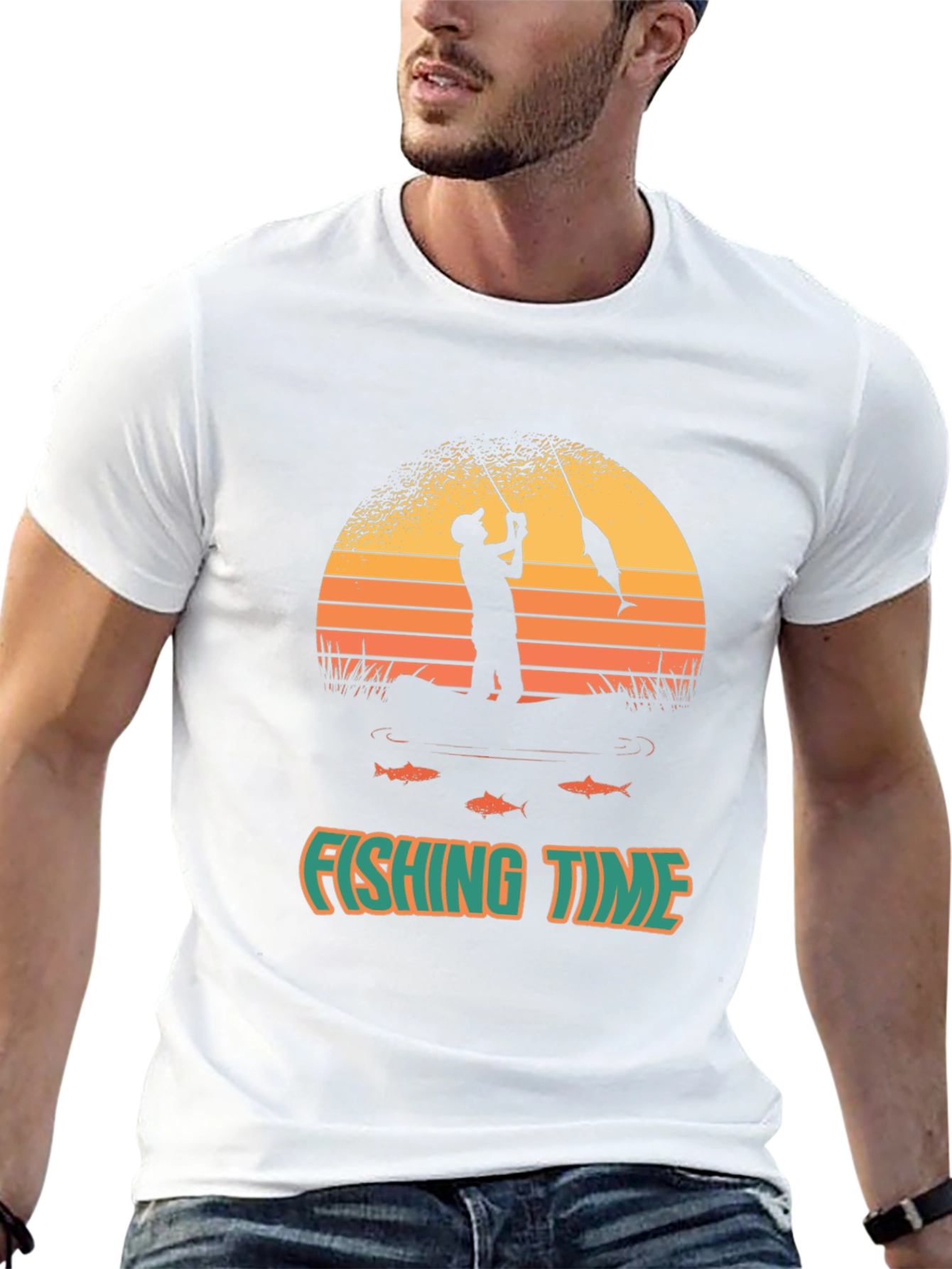 Fishing Time T-Shirt - Black Graphic Tee