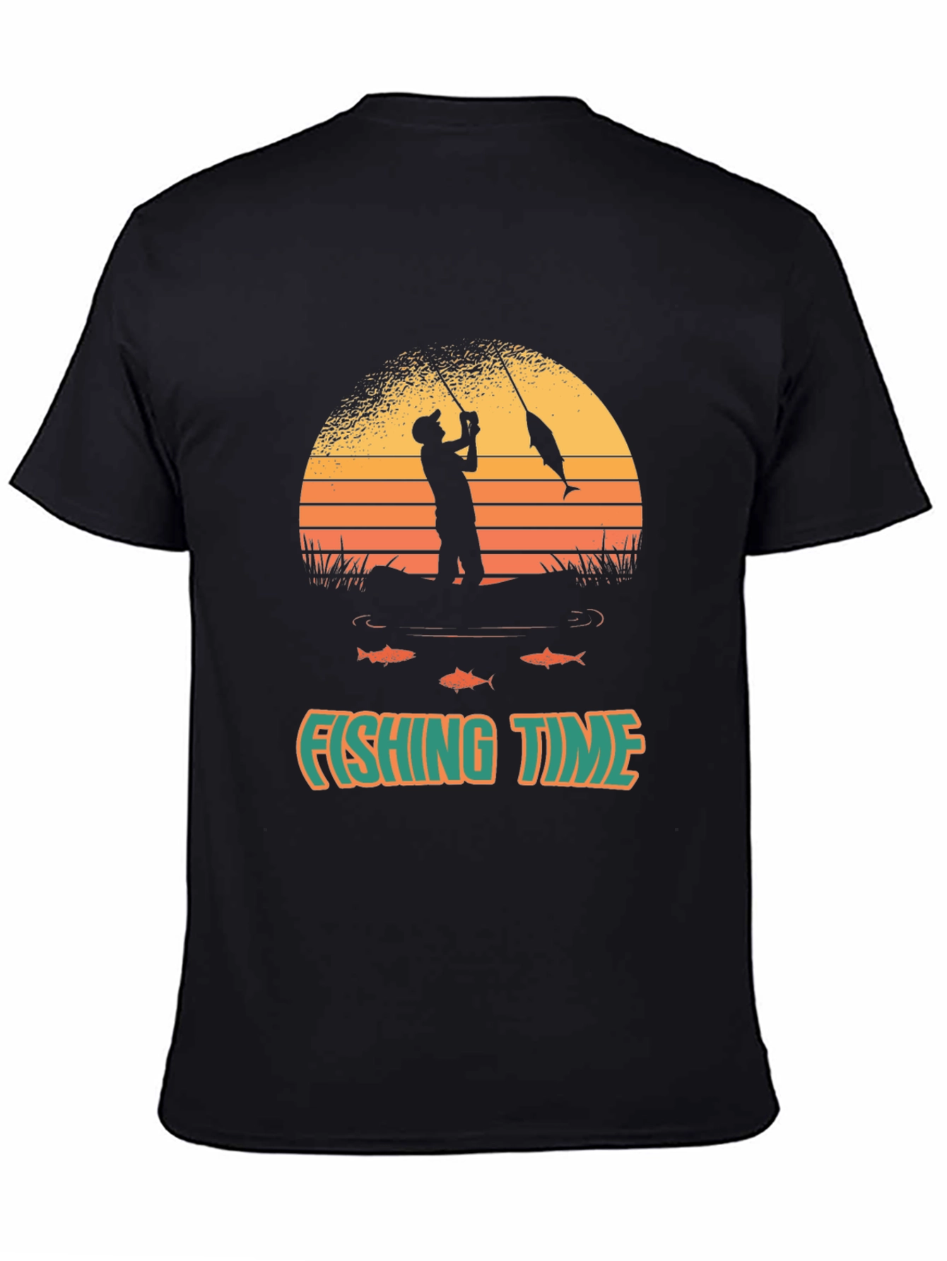 Fishing Time T-Shirt - Black Graphic Tee