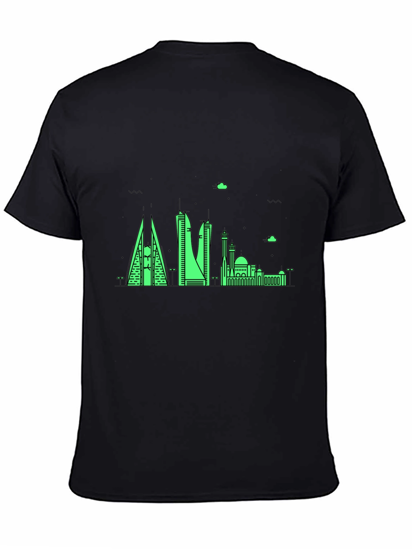 Neon Skyline Graphic Tee - Bahrain Cityscape