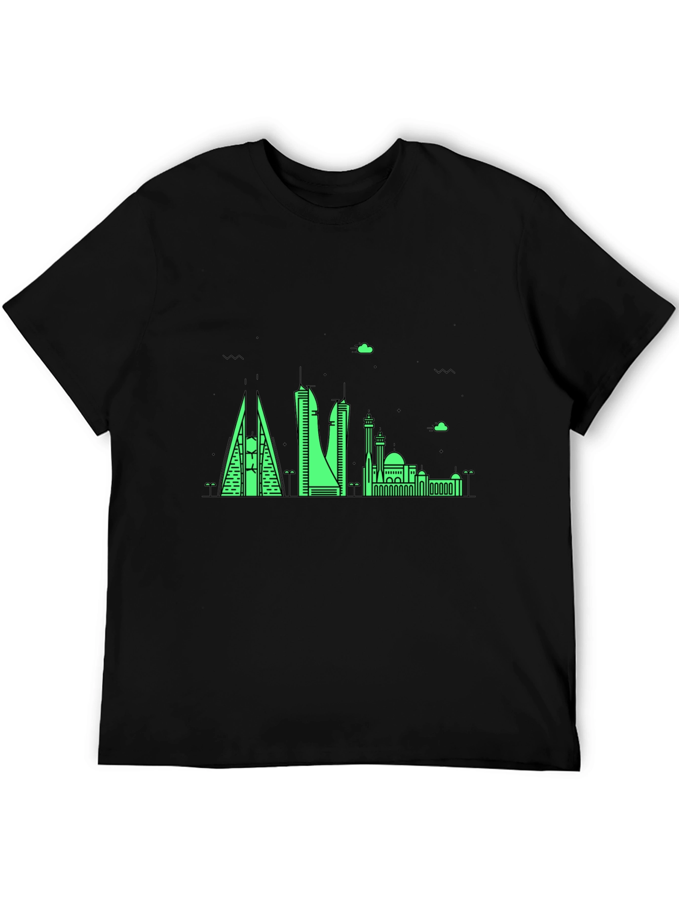 Neon Skyline Graphic Tee - Bahrain Cityscape