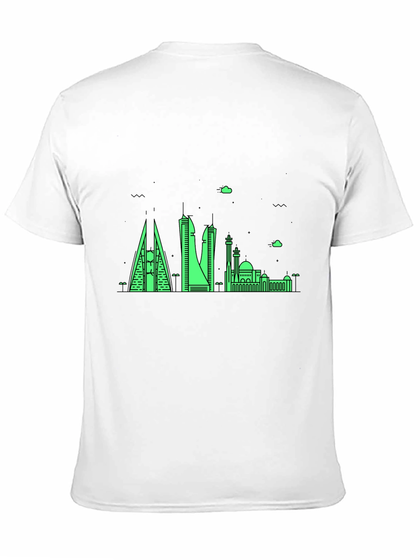 Neon Skyline Graphic Tee - Bahrain Cityscape