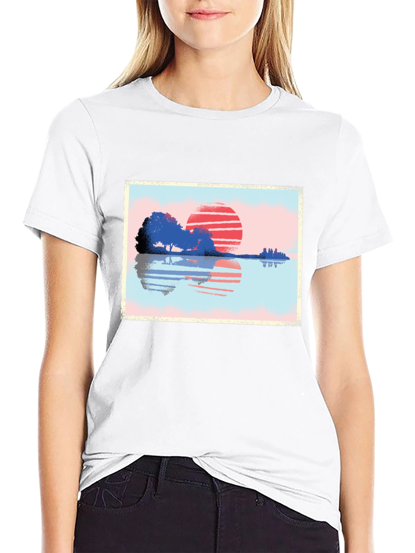 Sunset Reflection Graphic T-Shirt - Nature Inspired Art