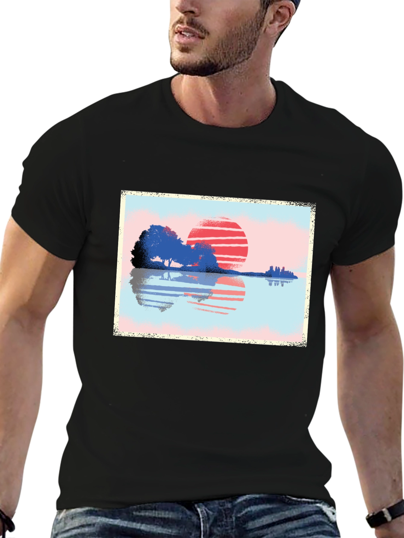 Sunset Reflection Graphic T-Shirt - Nature Inspired Art