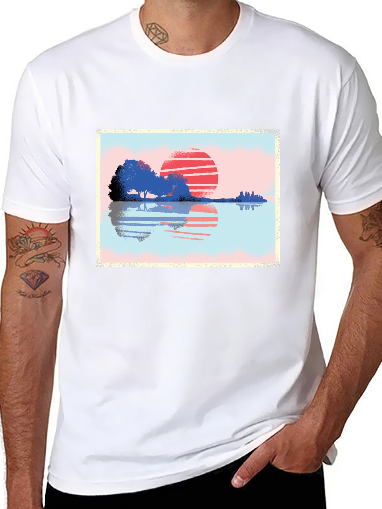 Sunset Reflection Graphic T-Shirt - Nature Inspired Art