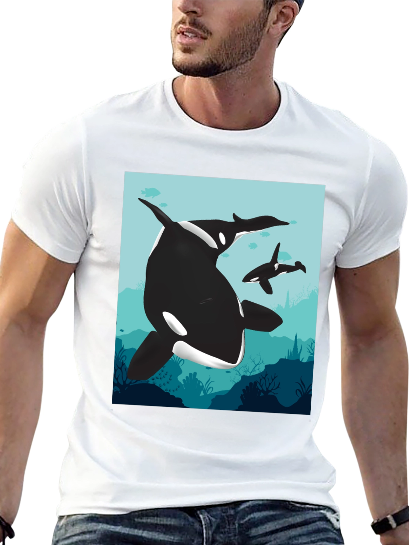 Orca Whale Graphic Tee - Black