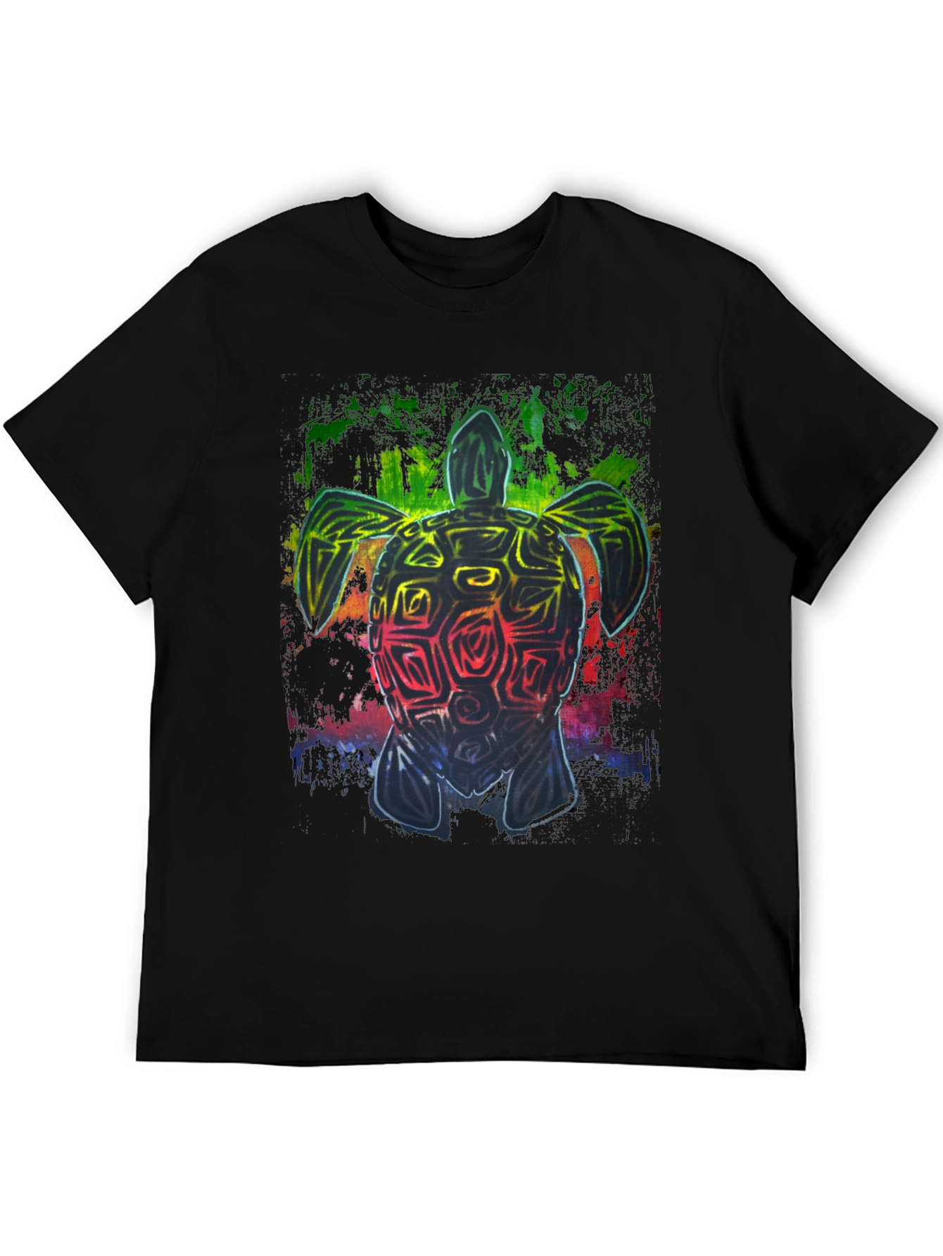 Rainbow Turtle Graphic Black T-Shirt