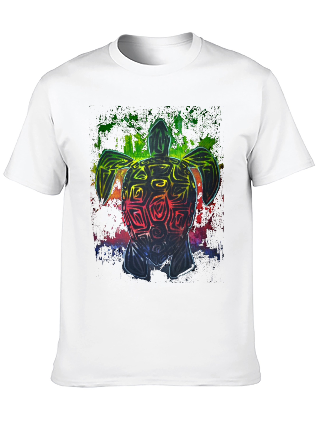 Rainbow Turtle Graphic Black T-Shirt