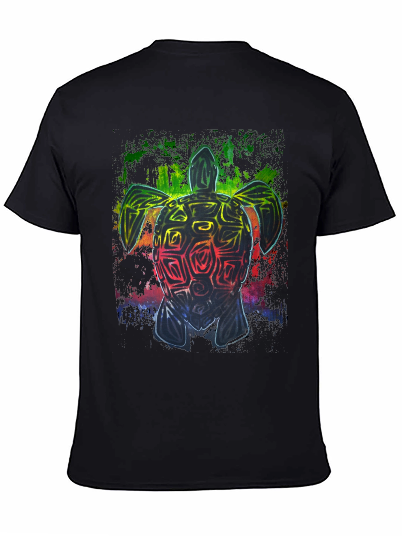 Rainbow Turtle Graphic Black T-Shirt