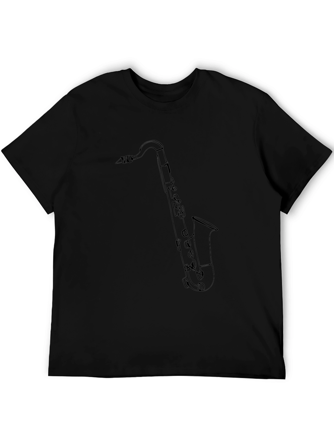 Saxophone Outline Graphic Tee - Black Cotton Blend