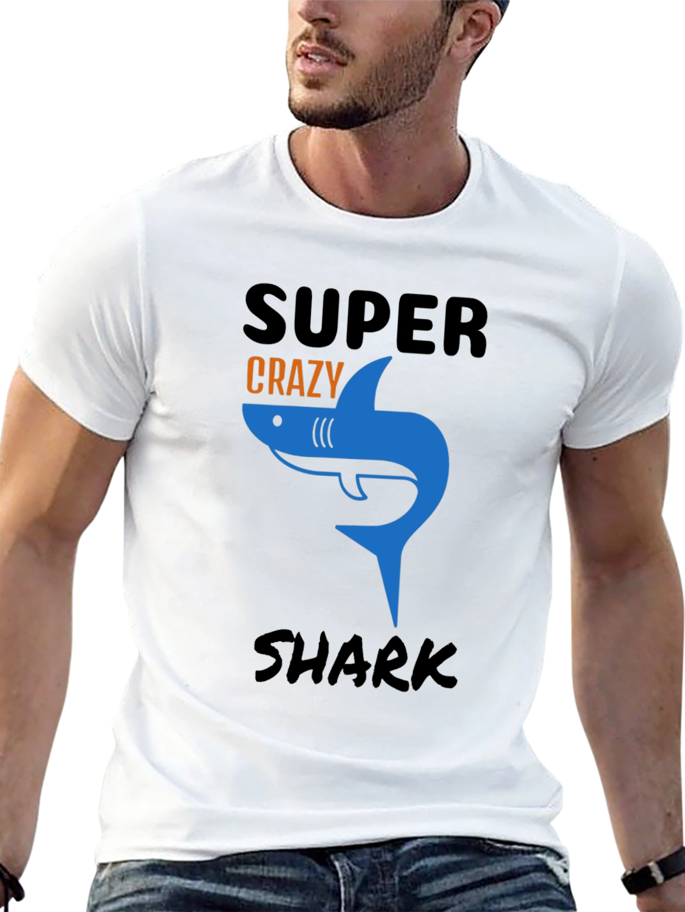 Super Crazy Shark Graphic Tee - Mens Black T-Shirt