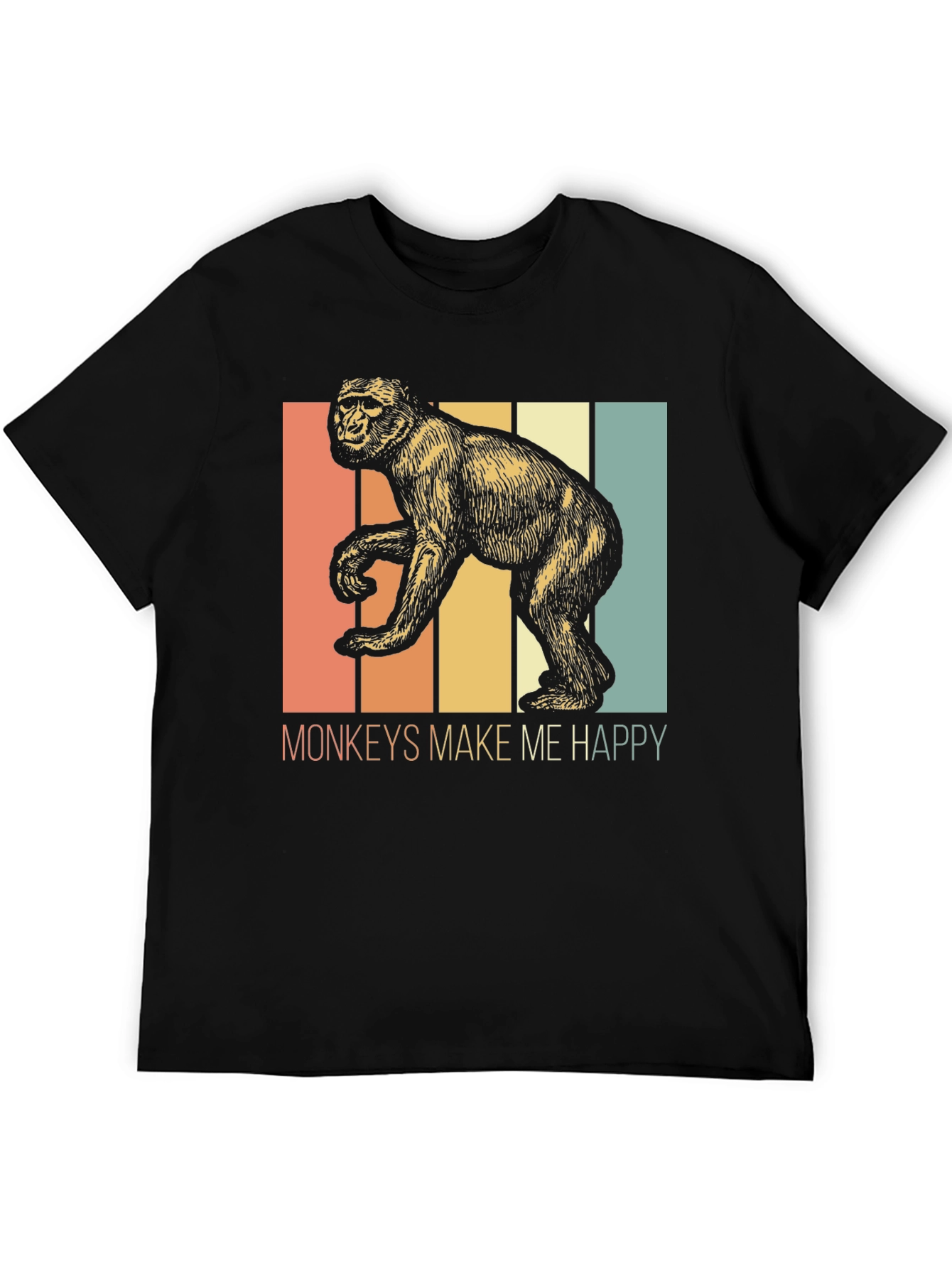 Monkeys Make Me Happy Retro Graphic Tee