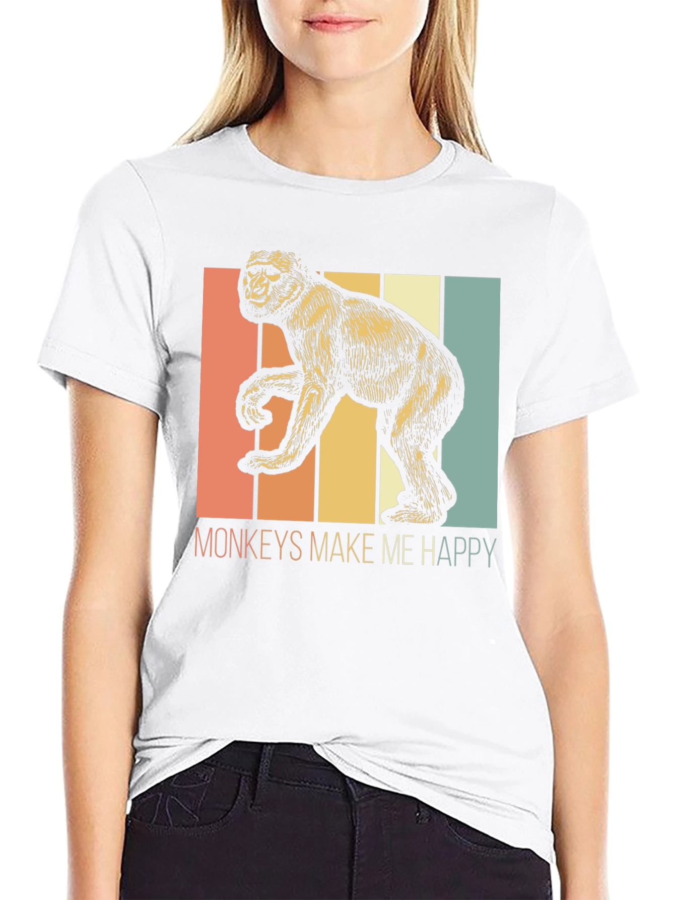 Monkeys Make Me Happy Retro Graphic Tee