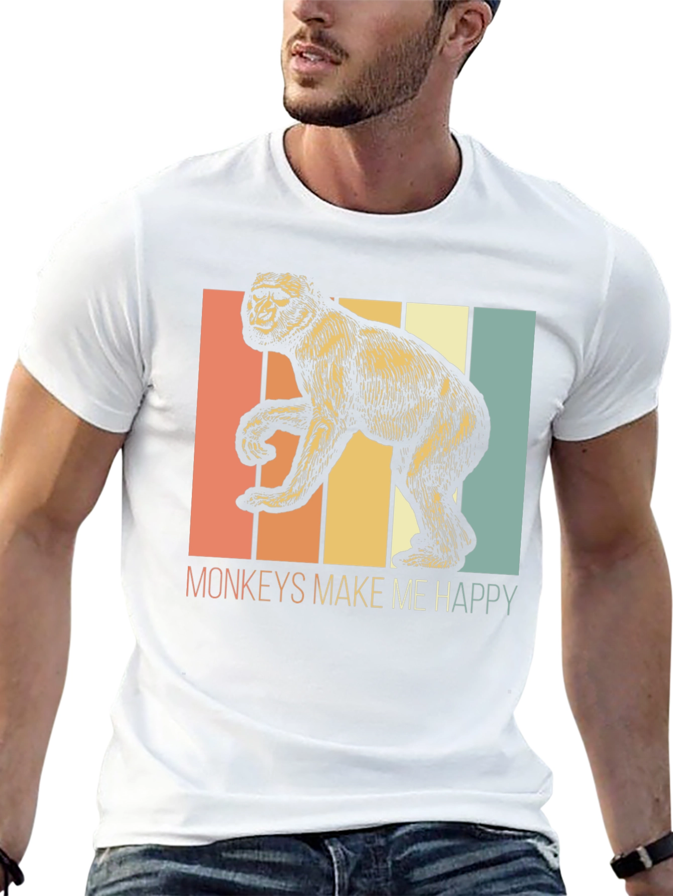 Monkeys Make Me Happy Retro Graphic Tee