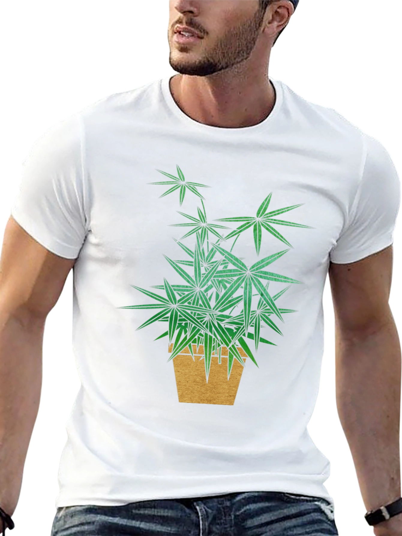 Botanical Potted Plant Graphic Tee - Black