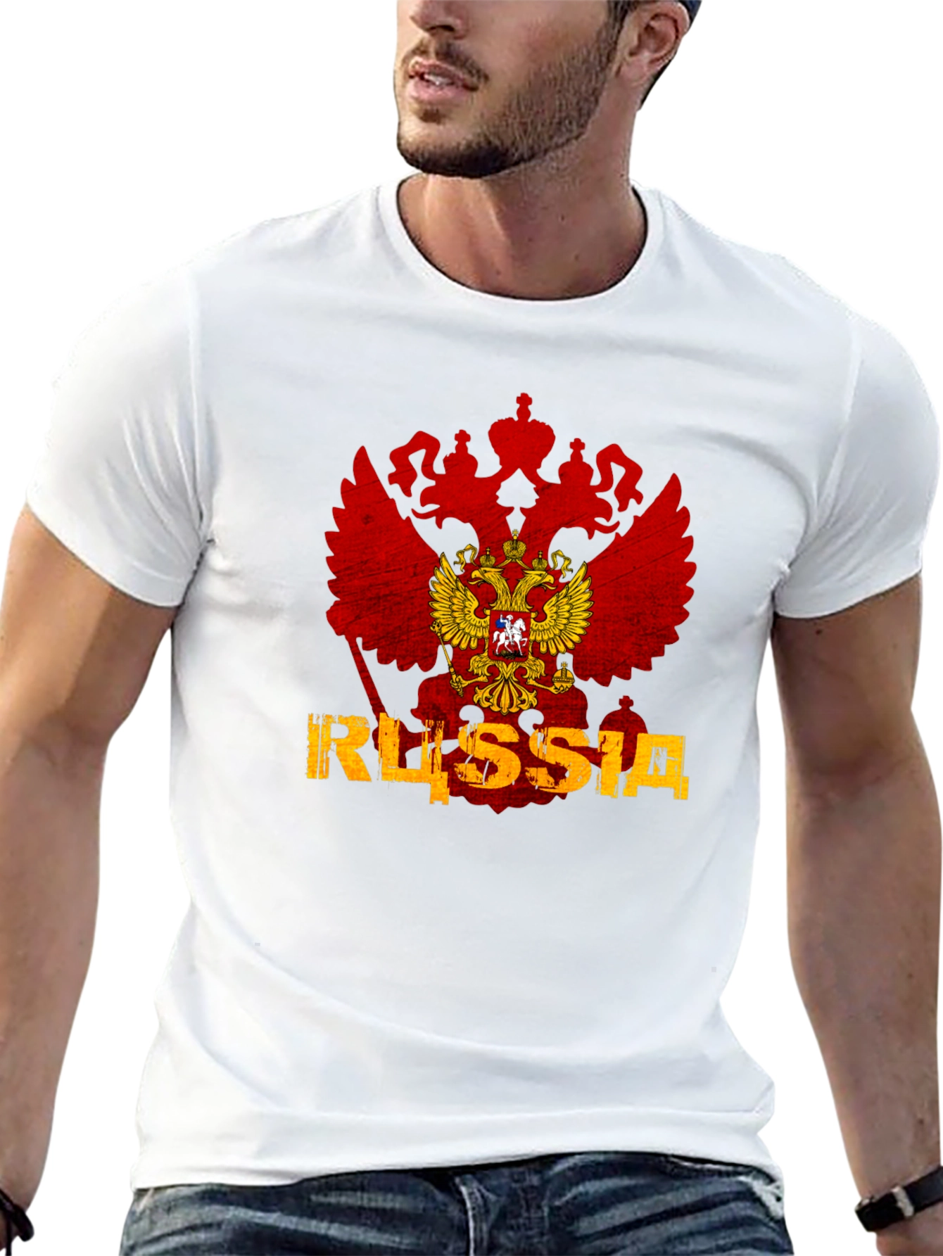 Russia Flag Eagle Graphic T-Shirt