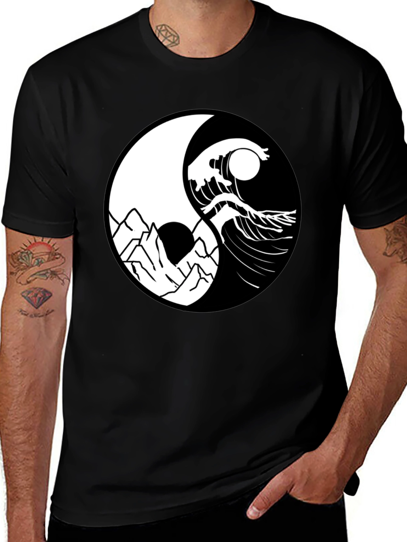 Yin Yang Mountain Wave Graphic Tee