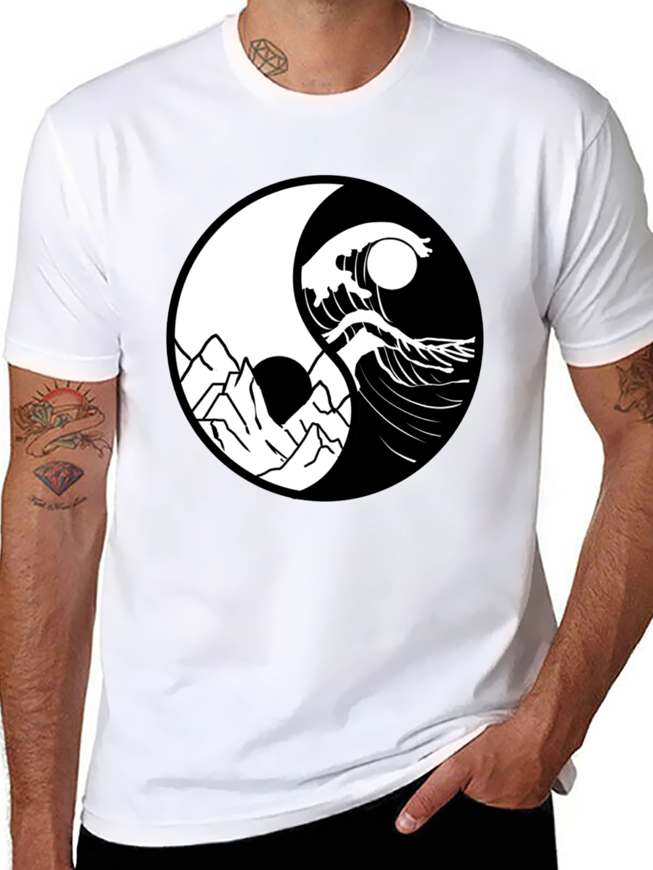 Yin Yang Mountain Wave Graphic Tee
