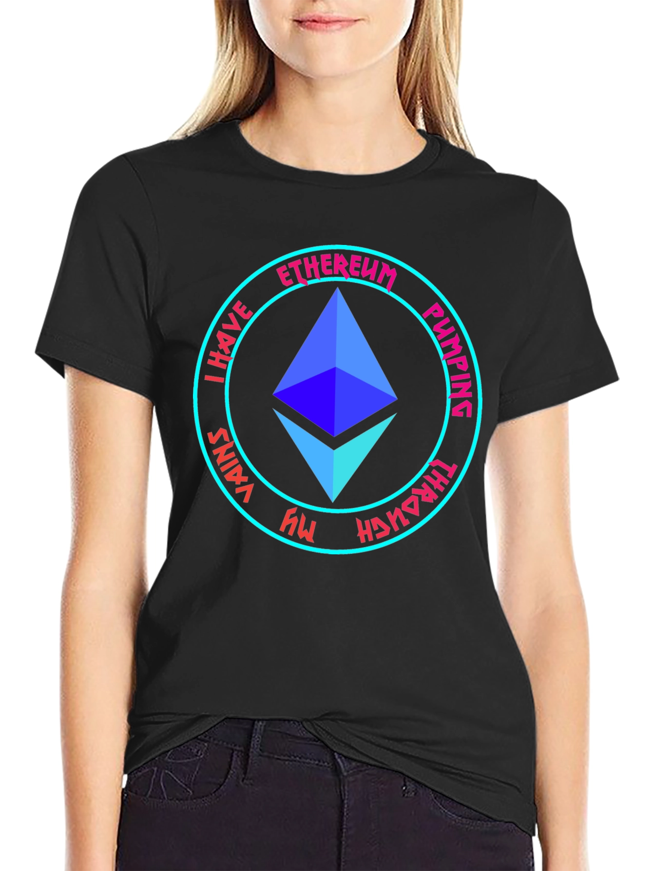 Ethereum Pumping Through My Veins Black T-Shirt