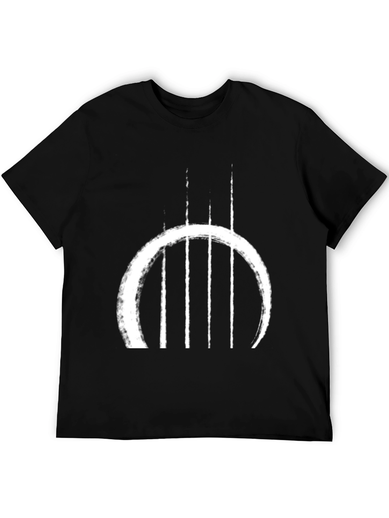 Abstract Circle & Lines Graphic Black T-Shirt