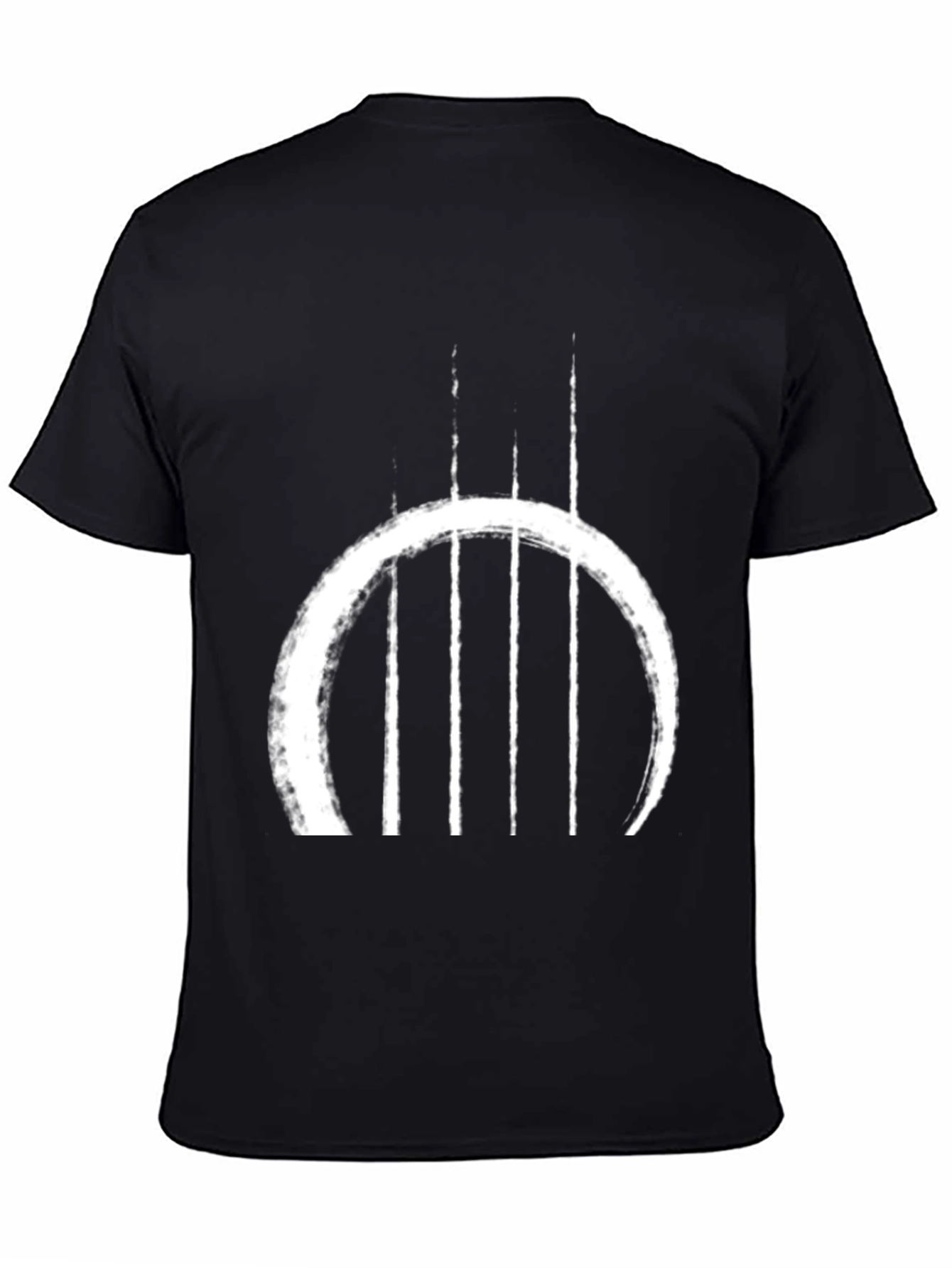 Abstract Circle & Lines Graphic Black T-Shirt