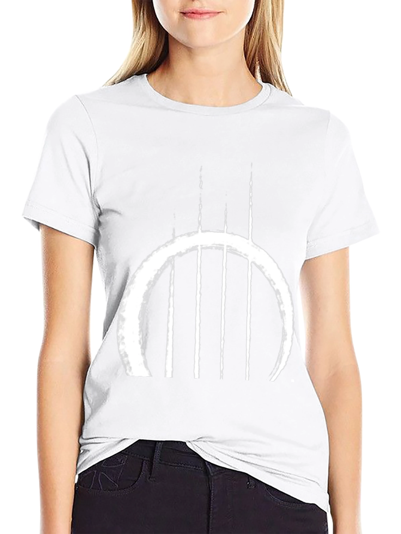 Abstract Circle & Lines Graphic Black T-Shirt