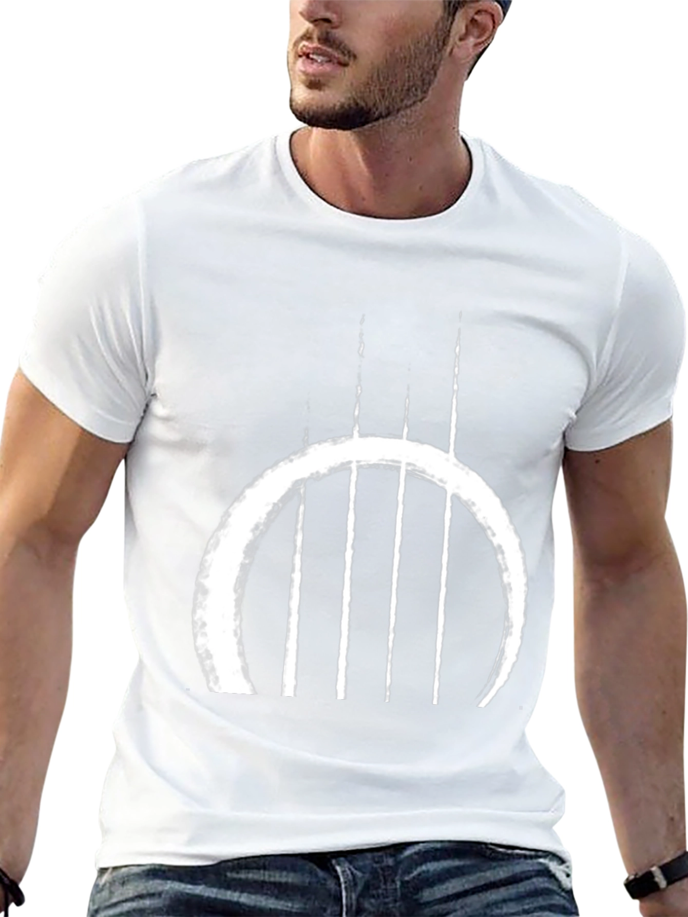 Abstract Circle & Lines Graphic Black T-Shirt