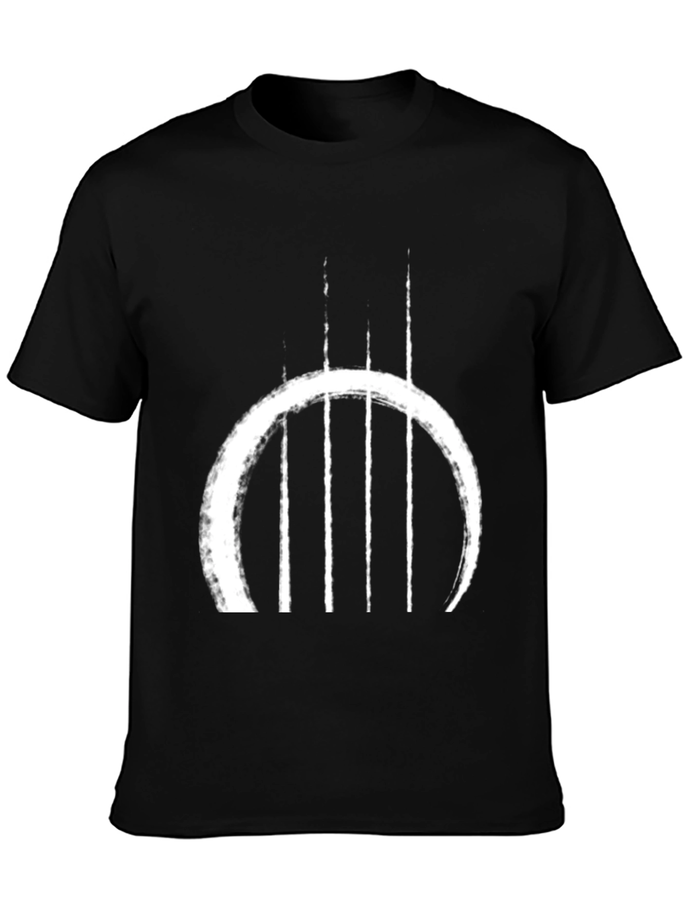 Abstract Circle & Lines Graphic Black T-Shirt