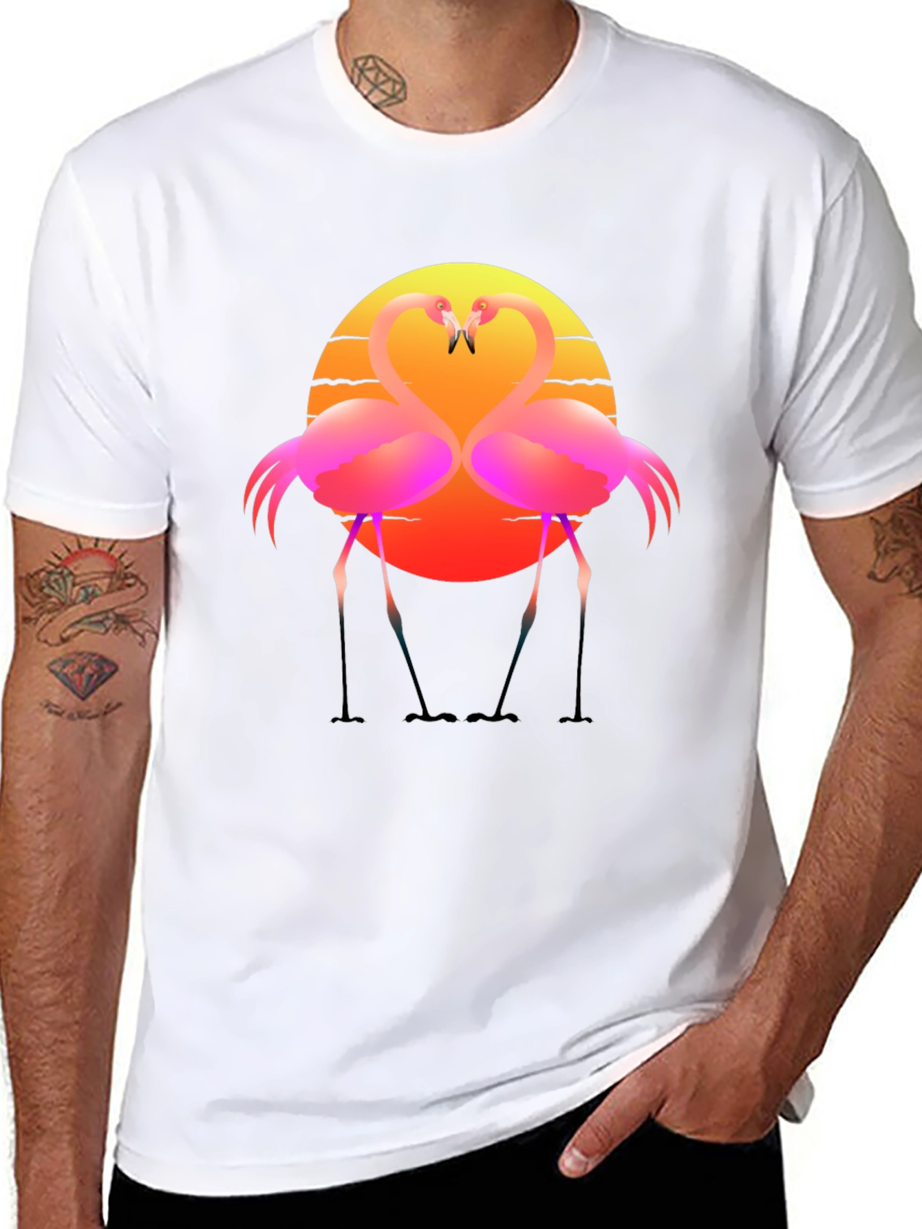 Flamingo Sunset Graphic Tee - Tropical Vibes