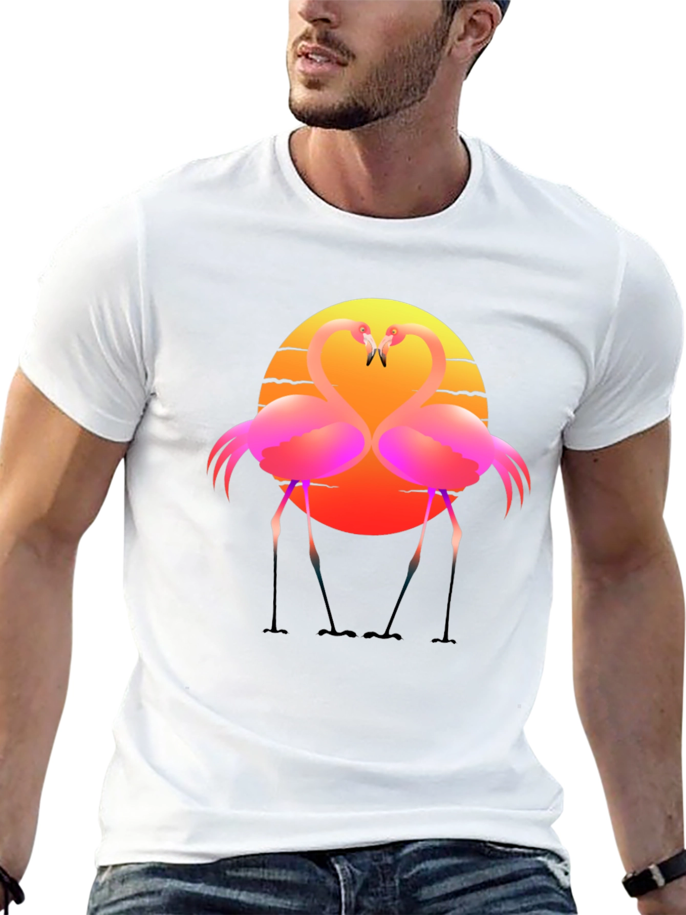 Flamingo Sunset Graphic Tee - Tropical Vibes