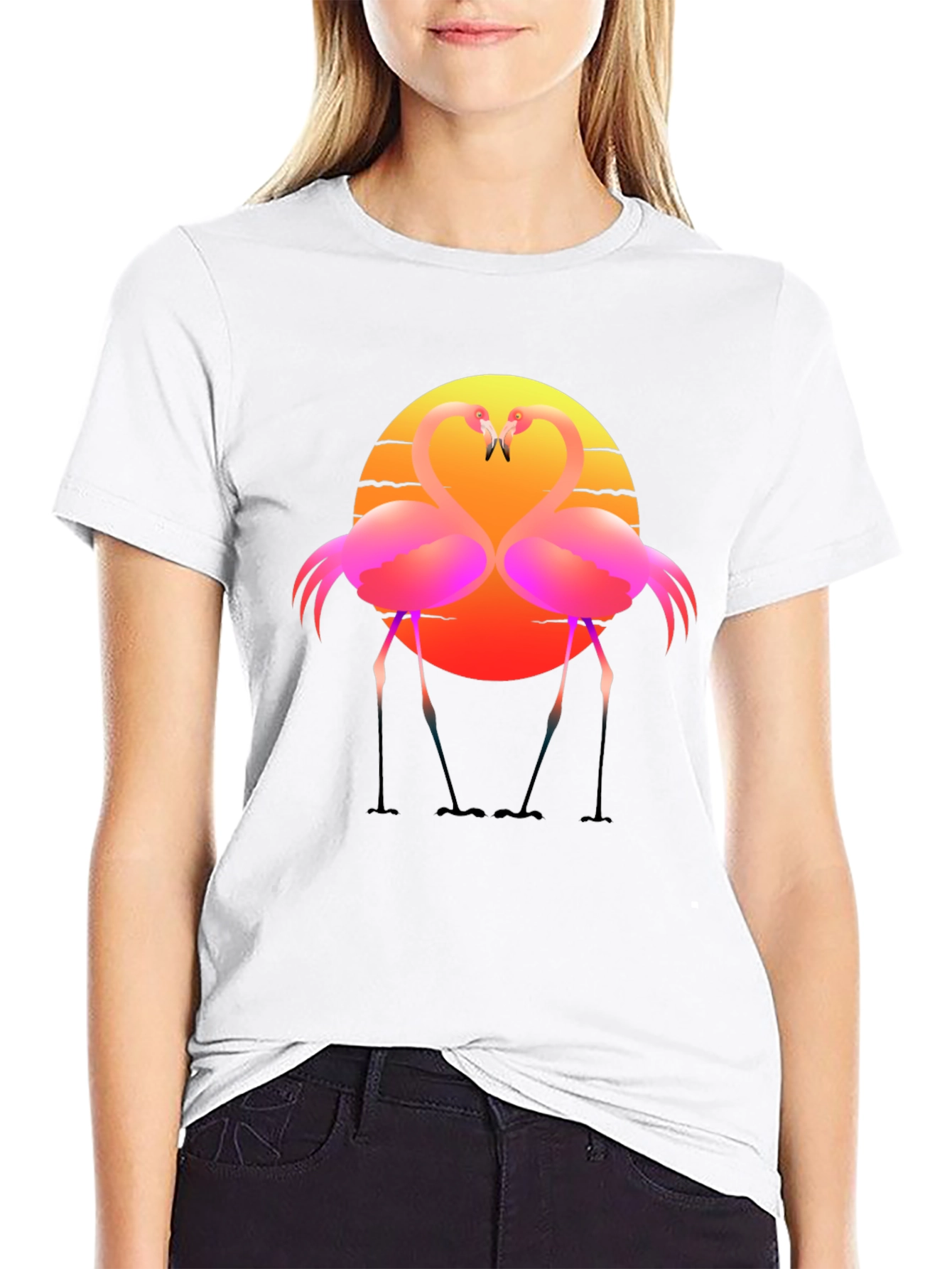 Flamingo Sunset Graphic Tee - Tropical Vibes