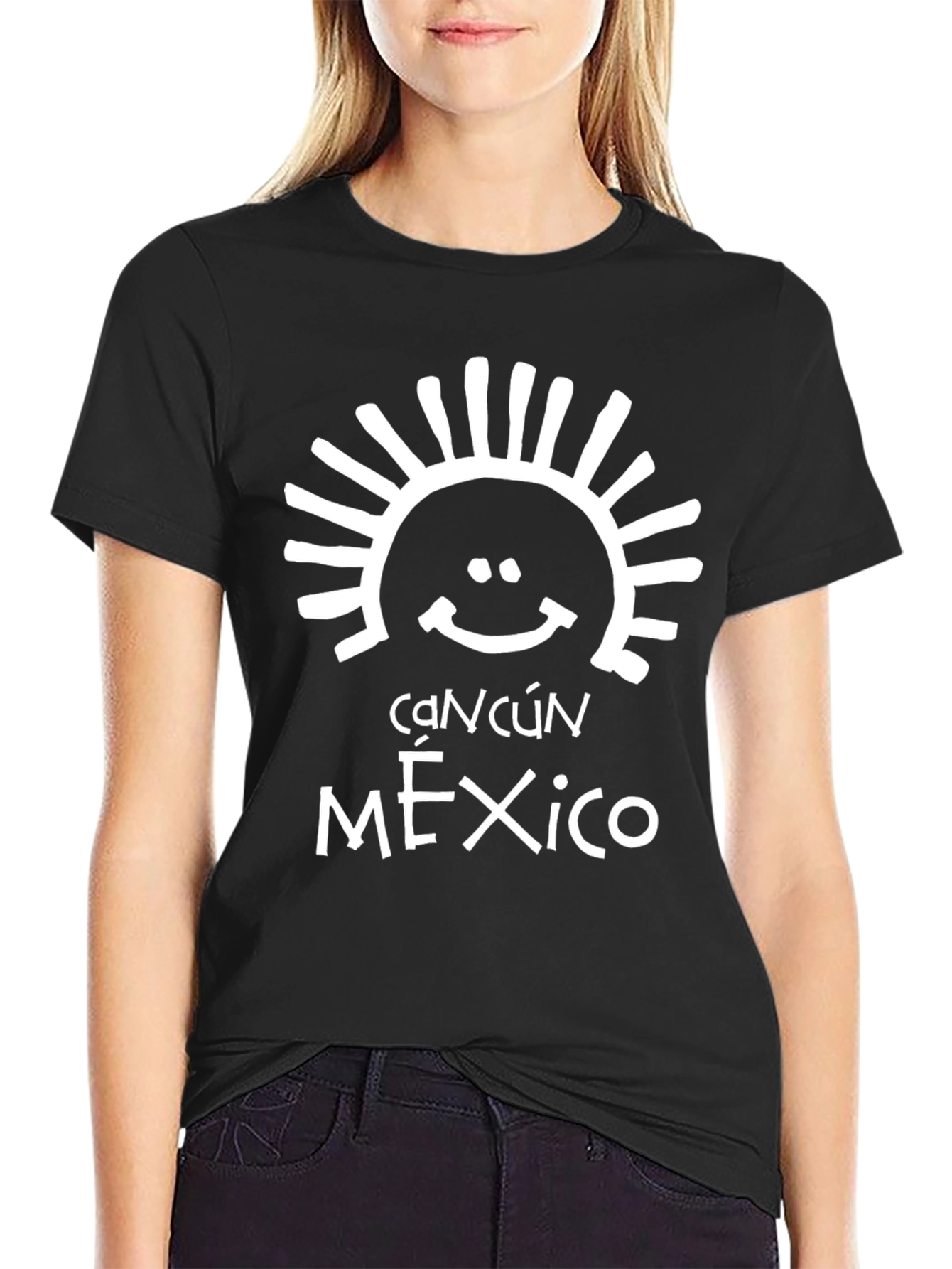 Cancún Mexico T-Shirt - Black Cotton Blend Tee