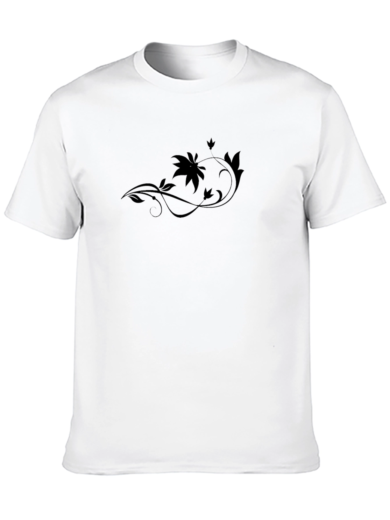 Elegant Black Floral Vine T-Shirt
