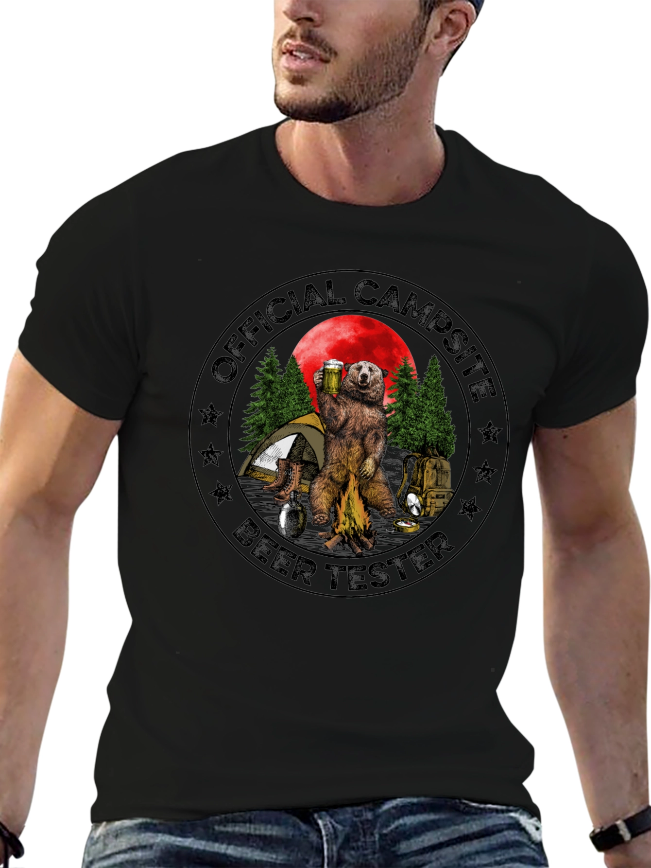 Official Campsite Beer Tester Black T-Shirt