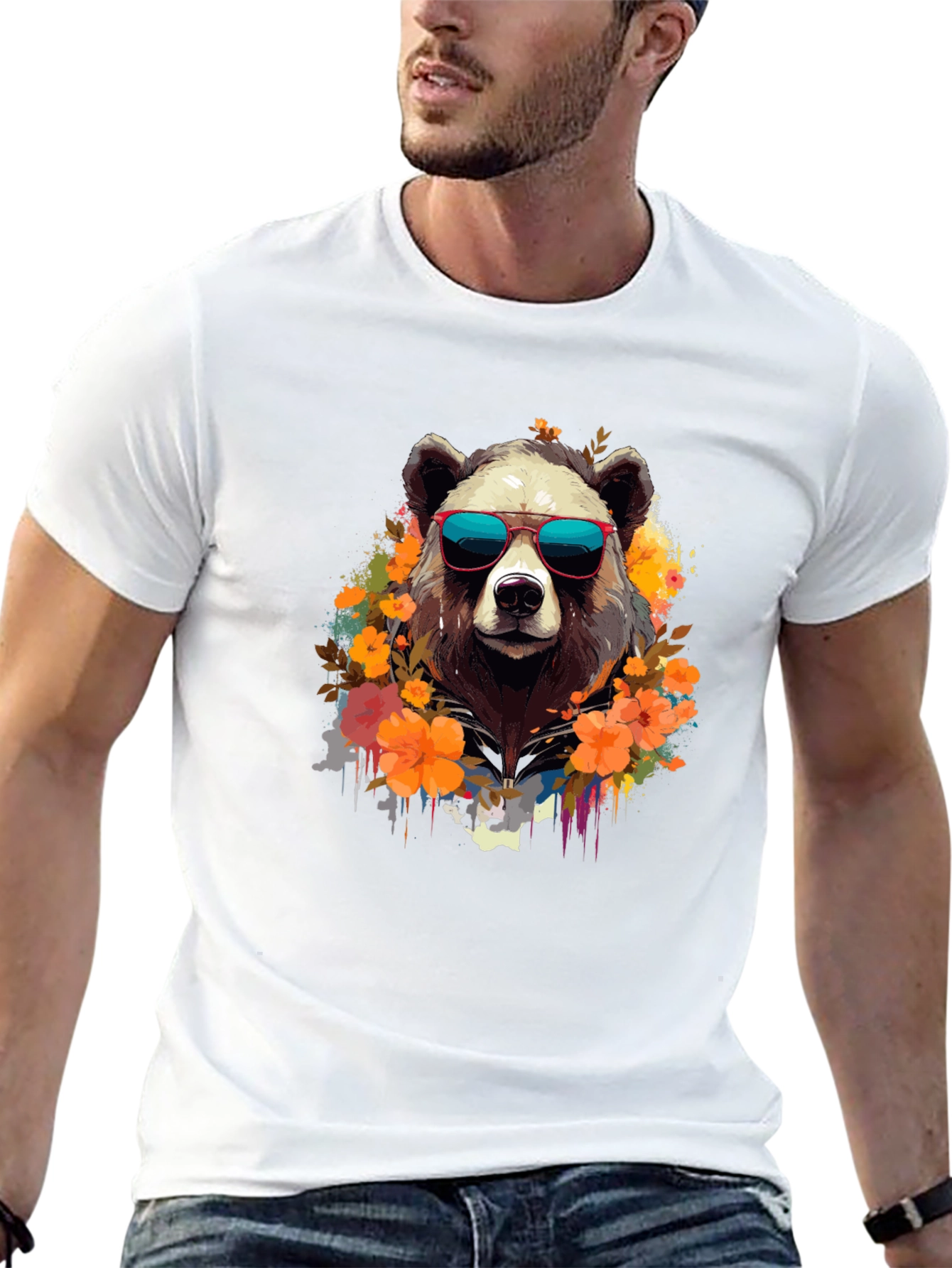 Cool Bear Graphic Tee - Stylish Animal Print T-Shirt