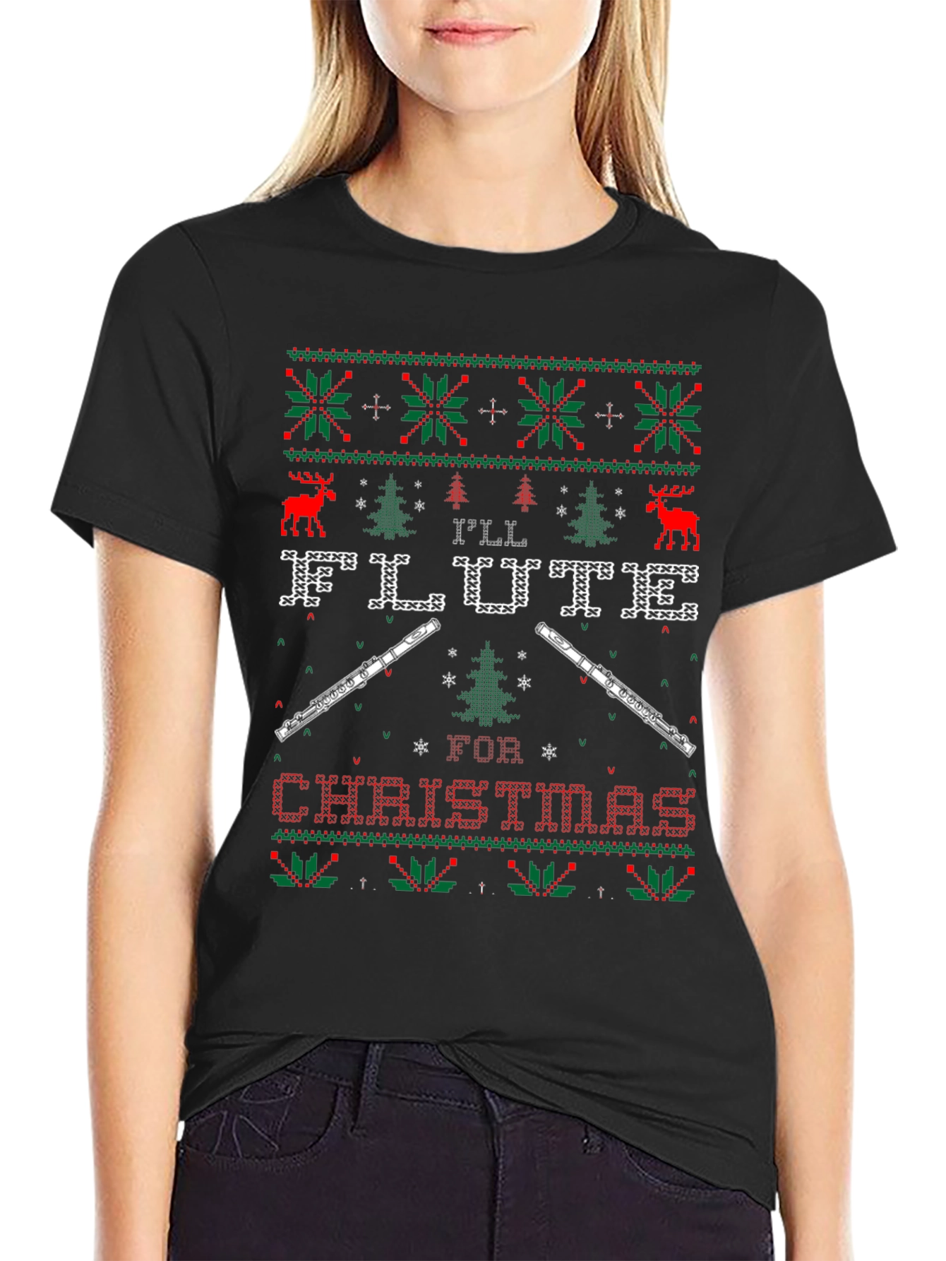 Flute Ugly Christmas Sweater T-Shirt